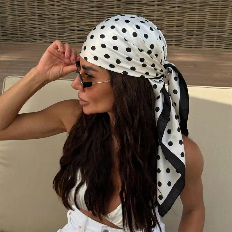 Women'S Fashion Headbands - 2026 New Dot Print Hijab Scarf