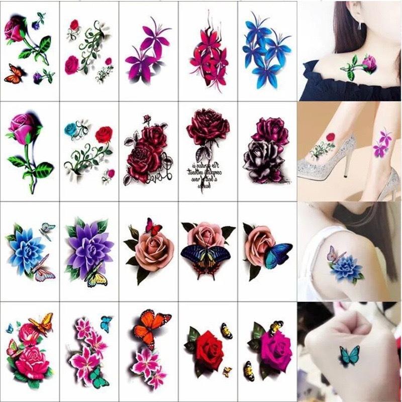 Women And Men Fashion - 20 Sheets Waterproof Temporary Flower Butterfly