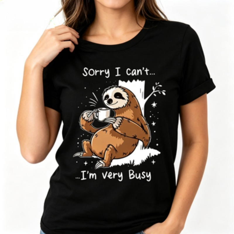 Women Fashion Quotes - Women Cartoon Animal‑themed Cotton Tee Humorous