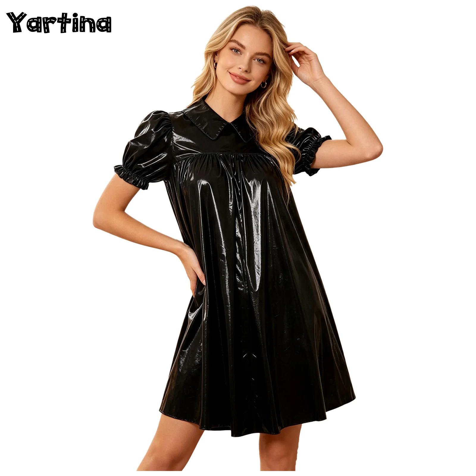 Women Shiny PVC Babydoll Dress - огляд і ціна Women'S Fashion Victorian