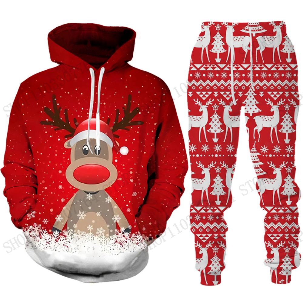 Cute Reindeer Elk Hoodie Pant  - огляд і ціна Women And Men Fashion