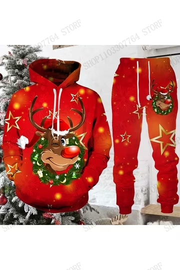 Cute Reindeer Elk Hoodie Pant  - огляд і ціна Women And Men Fashion