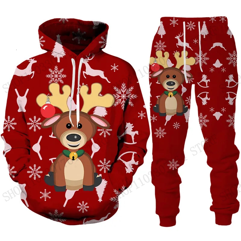 Cute Reindeer Elk Hoodie Pant  - огляд і ціна Women And Men Fashion
