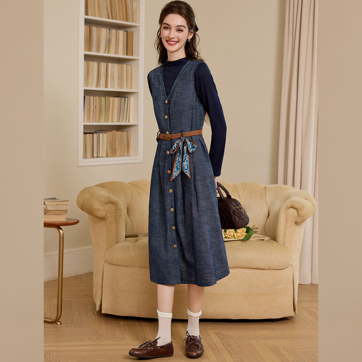 LOUISYAO High Collar Top & Dre - огляд і ціна Belted Shirt Dress