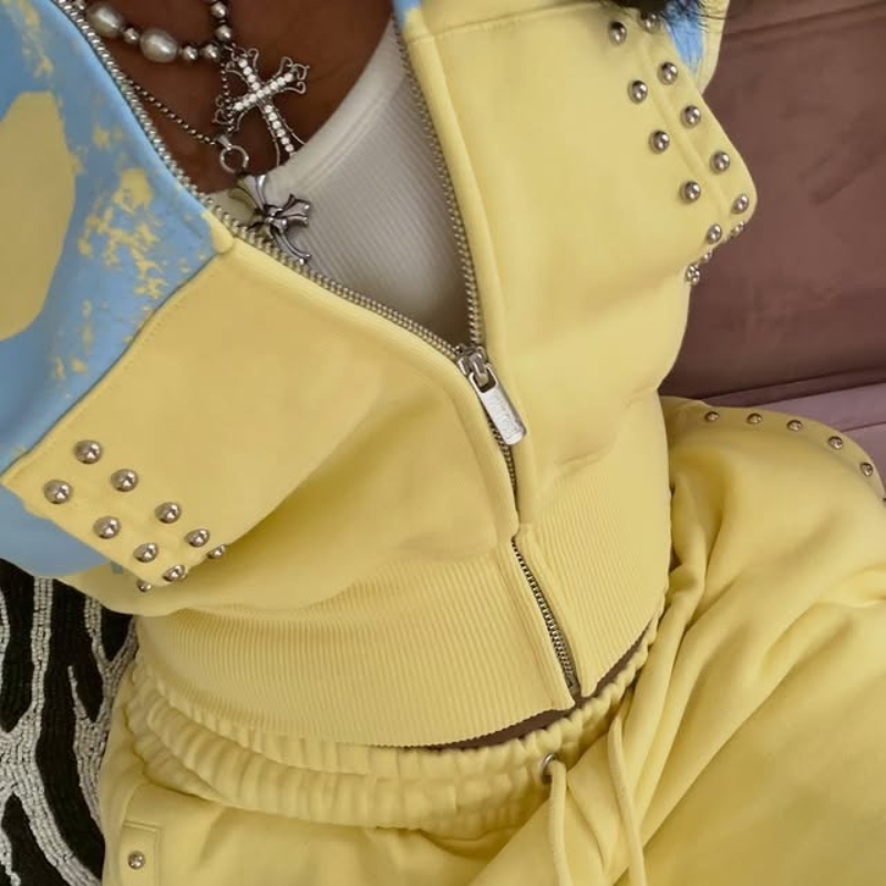 2 Pcs Hoodie Co-ords Yellow Me - огляд і ціна Women'S Fashion Zip Hoodie