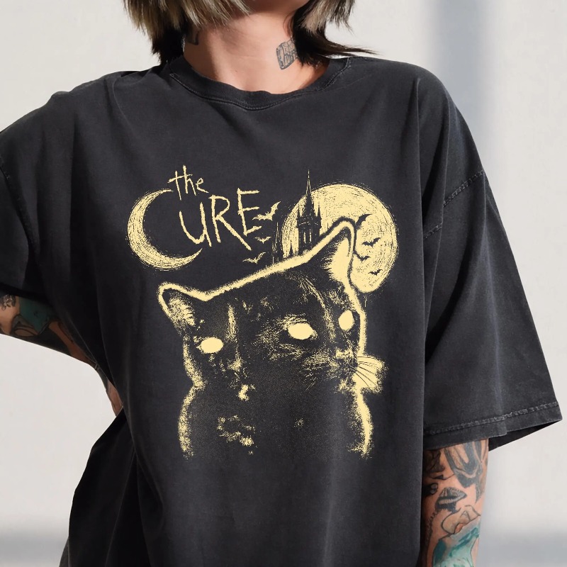 The Cure Band Cat Pattern T-sh - огляд і ціна Women'S Fashion From The 90S