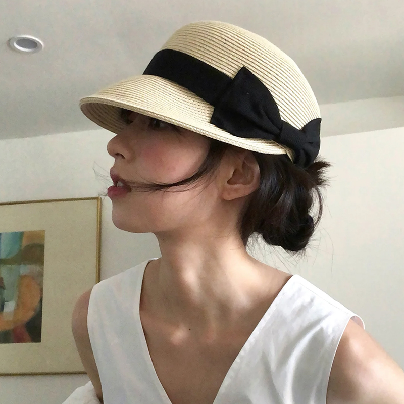 Bow Dome Straw Peaked Hat for  - огляд і ціна Straw Hat Summer